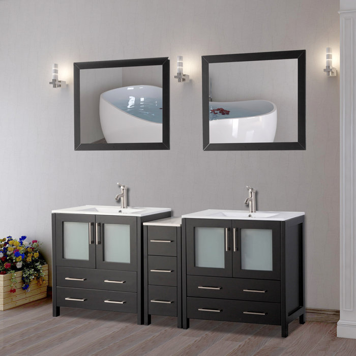 Karson Framed 72 Double Bathroom Vanity Set With Mirror ioveaiglobal